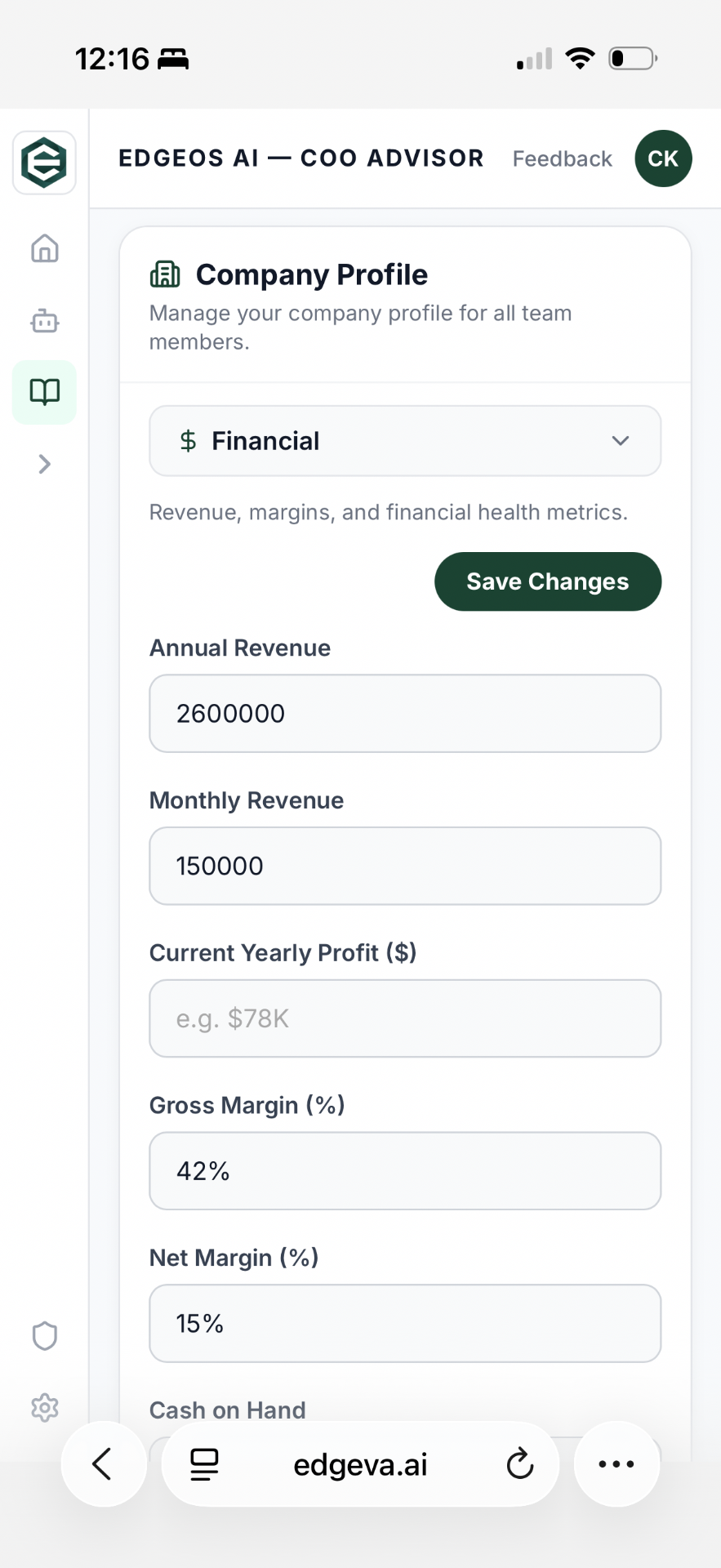 Company profile personalization