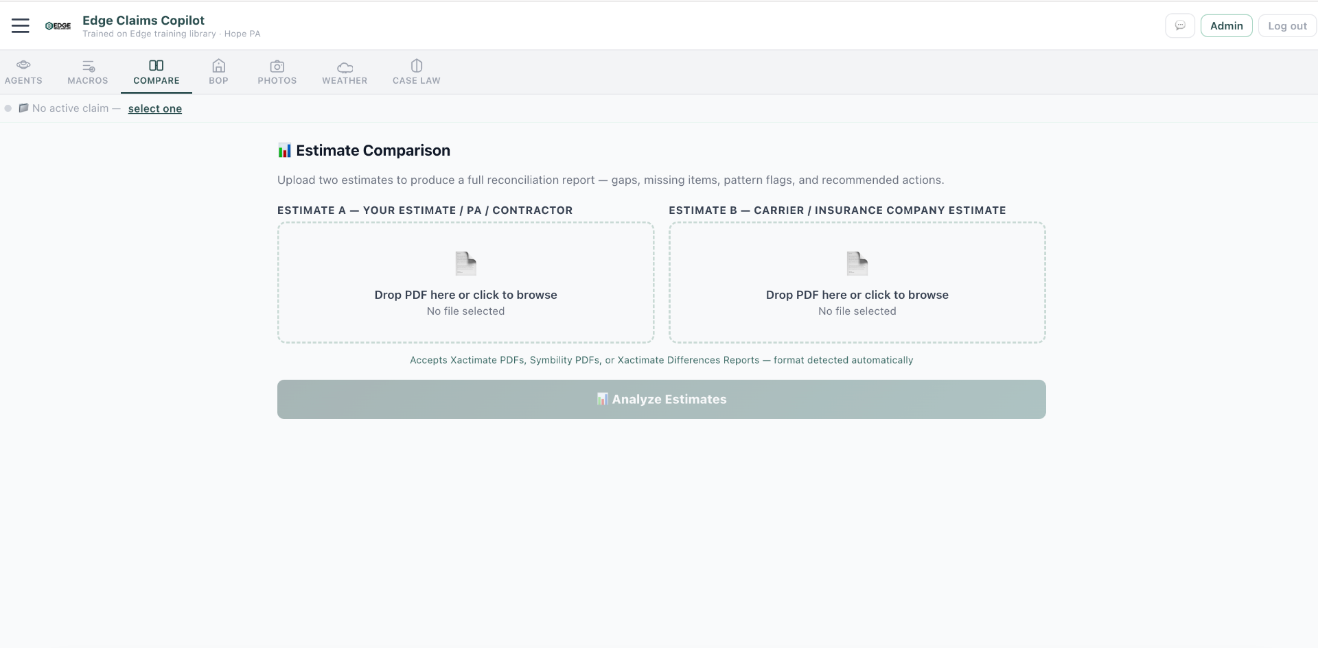 Estimate Reconciliation screenshot